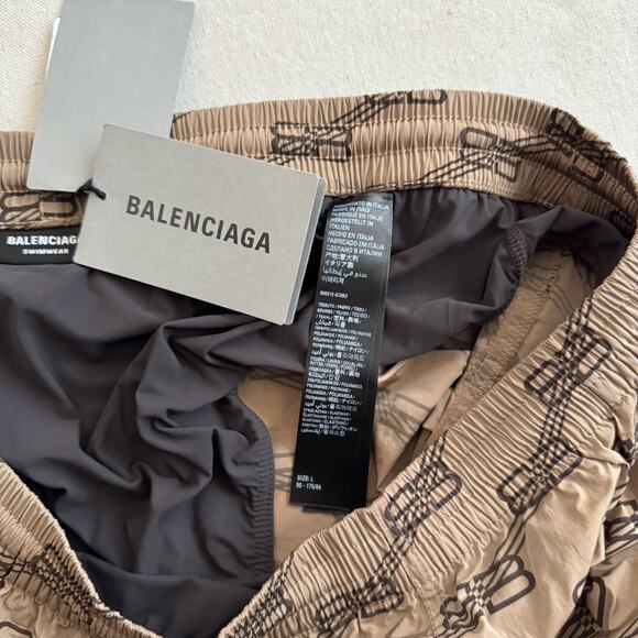 Balenciaga Swimwear Monogram BB Water Swim Shorts Brown Size Large 34 NEW - Picture 8 of 11